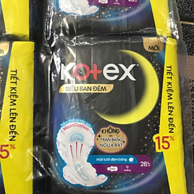 (Gói lớn 12 Miếng)-1 Gói Băng Vệ Sinh Kotex Siêu Ban Đêm 28cm - Mỗi Gói 12 Miếng- HSD luôn mới