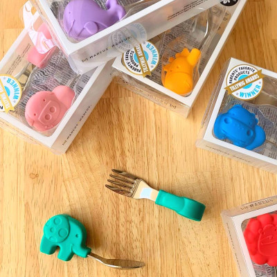 Bộ thìa nĩa tập ăn cho bé Palm Grasp Marcus & Marcus, từ 18 tháng