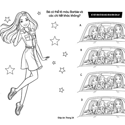 Barbie Sách Tô Màu Khổ Lớn - Bạn Gái Nữ Tính - Bao Gồm Sticker