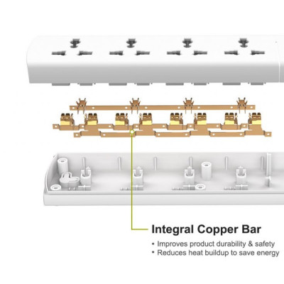 Ổ cắm điện chống giật có 2 cổng usb sạc điện thoại Huntkey SZN 507 - Hàng chính hãng