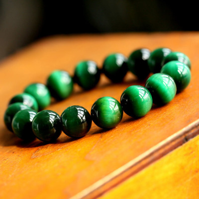 Vòng Tay Đá Mắt Hổ Xanh Lá 14MM