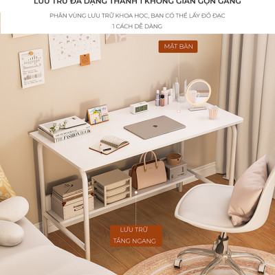 Bàn làm việc IGA kèm kệ sách decor phong cách minimalísm - GM162