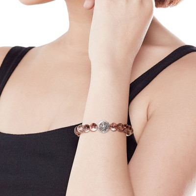 Vòng Thạch Anh Tóc Nâu Đỏ Phối Charm Bạc Ngọc Quý Gemstones VT4