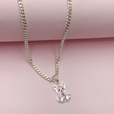 Dây Chuyền, Vòng Cổ Trẻ Em Bạc Ta Hình Mặt Gấu Xinh Chính Hãng Bạc Hiểu Minh DTE071