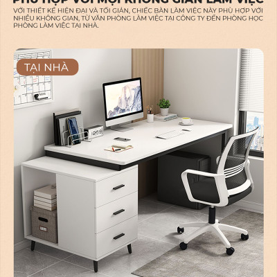 Bàn làm việc kèm tủ hồ sơ đa năng chất liệu gỗ MDF phủ melamine thương hiệu IGA - GM196