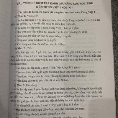 Kiểm Tra Đánh Giá Năng Lực Học Sinh Lớp 1 Môn Tiếng Việt Học Kì 1