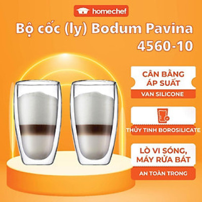 Bộ 2 cốc (ly) thủy tinh 2 lớp Bodum Pavina 4560-10, dung tích 450ml | Hàng chính hãng