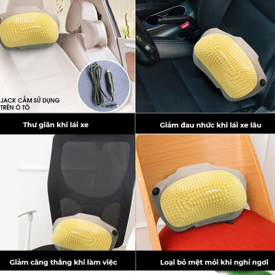 Gối massage hồng ngoại đau vai cổ lưng Shiatsu OKACHI JP-568