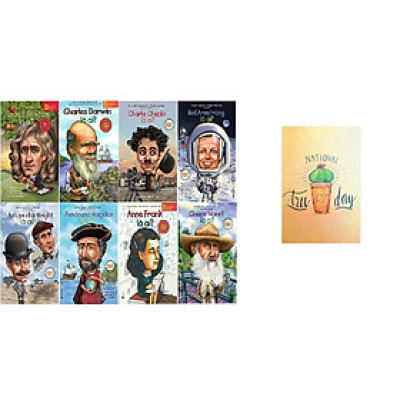 Bộ Sách Giúp Trẻ Hiểu Biết Về Những Người Thay Đổi Thế Giới ( Isaac Newton + Charles Darwin + Charlie Chaplin + Neil Armstrong + Anh em nhà Wright + Ferdinand Magenllan + Anne Frank + Claude Monet ) (Tặng Notebook tự thiết kế)