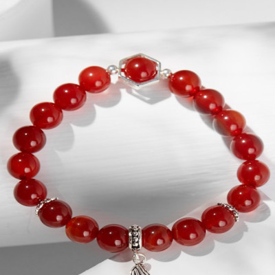 Vòng tay đá mã não đỏ phối cánh bạc Ngọc Quý Gemstones