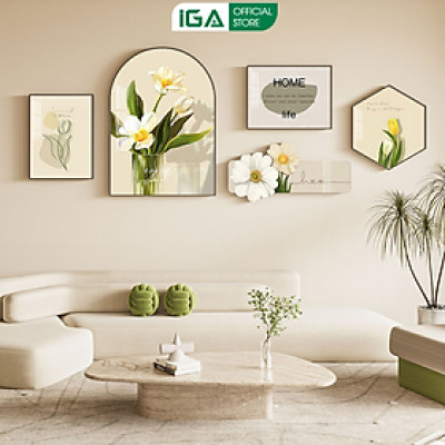 Set 5 tranh decor hiện đại trang trí phòng khách phòng ngủ, chất liệu formex 5mm kèm sẵn keo dán - GZ01
