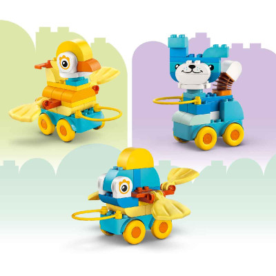 LEGO DUPLO 10448 Đồ Chơi Lắp Ráp 3 Trong 1 Động Vật Đi Trên Bánh Xe (58 chi tiết)