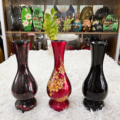 BÌnh hoa sơn mài - Bình bầu có đế size 24x10 cm cắm hoa, trang trí kệ, bàn làm việc, quà tặng ý nghĩa