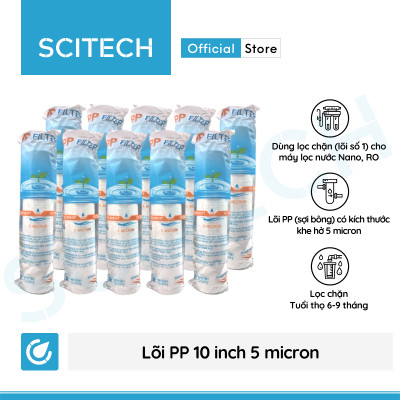 Combo 10 lõi lọc nước số 1 PP 10 inch 5 micron dùng trong máy lọc nước Nano/UF/RO, bộ lọc thô - Hàng chính hãng