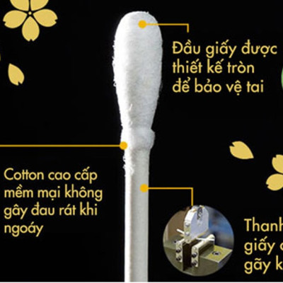 Gói 50 tăm bông ngoáy tai kháng khuẩn Sanyo, dùng để vệ sinh, làm sạch dáy tai hay các chi tiết máy móc nhỏ hoặc sơn sửa làm đẹp - nội địa Nhật Bản 