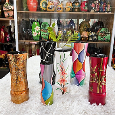 BÌnh hoa sơn mài - Bình mắt tre Cao Cấp thích hợp cắm hoa, trang trí kệ, bàn làm việc, quà tặng ý nghĩa