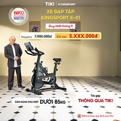 Xe đạp tập KINGSPORT Active E-01 thiết kế năng động, bánh đà 6kg, kháng lực từ tính êm ái, tích hợp đồng hồ đo lường chỉ số, cân nặng phù hợp từ 80-85kg