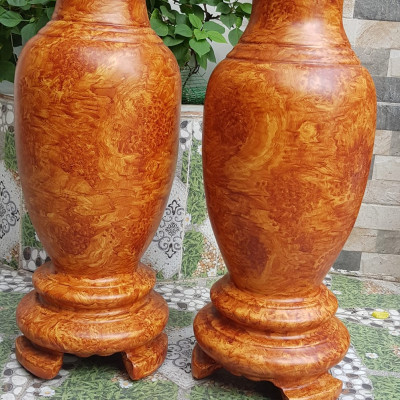 Cặp Bình Gỗ nu gõ hay gõ vẽ nu cao tròn đều đẹp cao 60cm x đk 20cm ý nghĩa bình an , phú quý Anh Chị trưng phòng khách nhà, công ty, bàn thờ thần tài to đẹp ạ