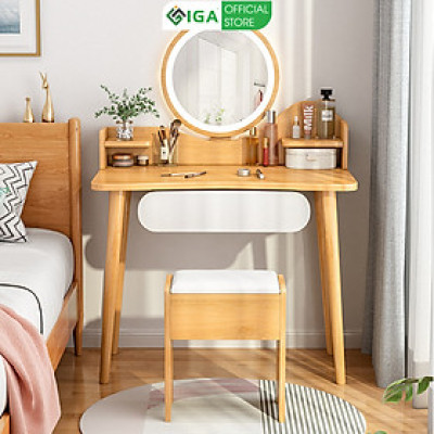 Bàn trang điểm gương viền LED phong cách Nordic thương hiệu IGA- GP196