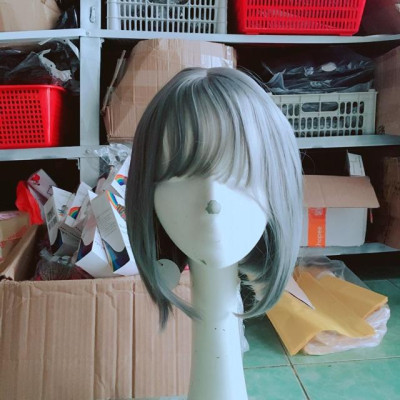 Tóc giả xám khói cúp cao cấp- tặng lưới chùm tóc