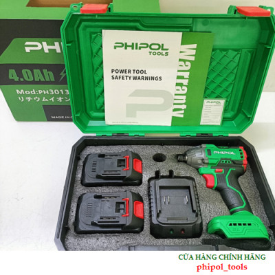 Combo Máy chuyên vít 21V có đèn led hỗ trợ ánh sáng PHIPOL TOOLS PH3013 Kèm 2 pin và sạc - Hàng Chính Hãng