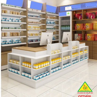 Bàn tính tiền siêu thị , Bàn thu ngân thiết kế tiện lợi QTT405 - Nội thất lắp ráp Viễn Đông Adv