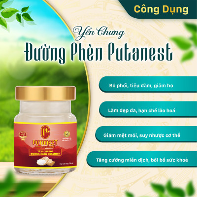 Yến chưng Đường phèn PUTANEST hộp quà tặng cao cấp 12 hũ 70ml đẹp da ngủ ngon tăng sức đề kháng