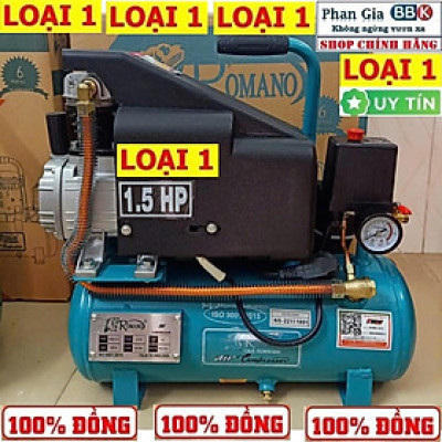 [chính hãƞg] Máy Nén Khí Có Dầu Liền Trục 1.5HP Romano 12L, 100% Dây đồng, Bảo hành 1 năm
