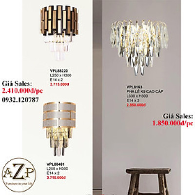 AZP - ĐÈN ỐP VÁCH / ĐÈN TRANG TRÍ / ĐÈN TREO TƯỜNG PHÒNG KHÁCH, PHÒNG NGỦ, NHÀ HÀNG, KHÁCH SẠN AZP-VPL88220 / VPL88461 / VPL8163 phong cách đương đại, hàng nhập khẩu AZP
