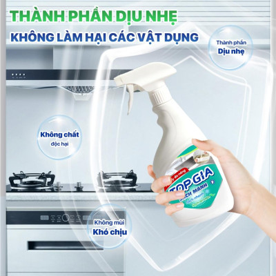 Combo 3 chai xịt tẩy đa năng TOPGIA 500ml làm sạch vết bẩn, khử mùi, kháng khuẩn hiệu quả.