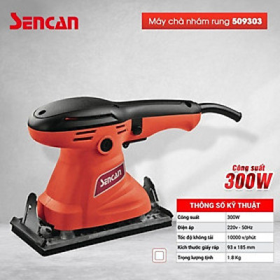 MÁY ĐÁNH GIẤY RÁP RUNG- CHÀ NHÁM CHỮ NHẬT 300W 509303 SENCAN - HÀNG CHÍNH HÃNG