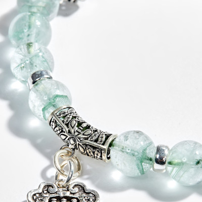 Vòng tay thạch anh ưu linh xanh phối charm bạc (8mm) Ngọc Quý Gemstones