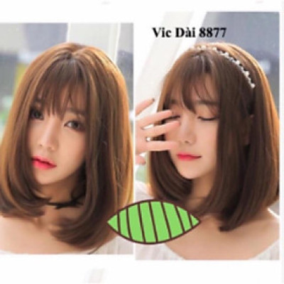 Tóc giả nguyên đầu cúp cao cấp- tặng lưới chùm tóc- hình thật