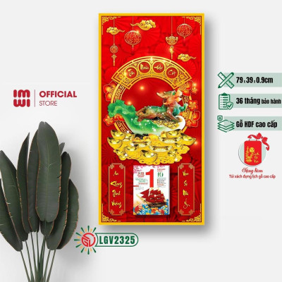 Lịch gỗ Phong thủy Tùy Hưu treo tường - 39cm x 79cm