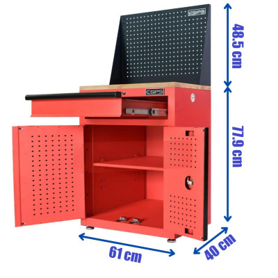 Tủ dụng cụ CSPS 61cm - 01 hộc kéo màu đỏ chân tăng chỉnh ván gỗ vách lưới