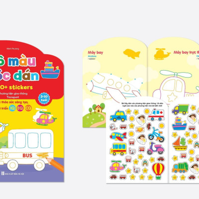 (Bản mới nhất) Bộ 6 cuốn Tô màu bóc dán 100+ stickers (song ngữ Anh – Việt) - Cho bé thỏa sức sáng tạo, phát triển IQ - EQ - CQ