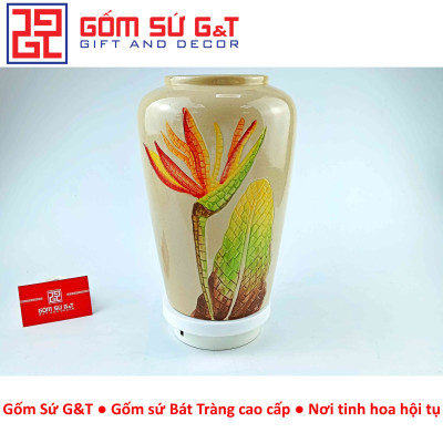 Lọ hoa mosaic dáng thạp khắc hoa thiên điểu