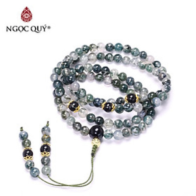 Chuỗi 108 hạt đá băng ngọc thủy tảo mệnh hỏa, mộc - Ngọc Quý Gemstones