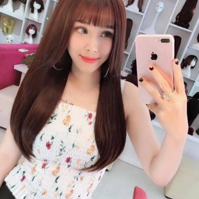 Tóc giả nguyên đầu mái hất- tặng lưới chùm tóc