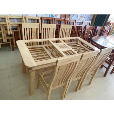 Bộ Bàn ăn gỗ sồi nga 6 ghế