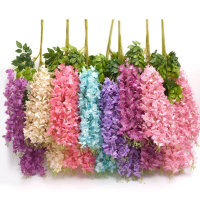 Bó 12 cành tử đằng giả - 1 cành 3 nhánh - dài 100cm - Nhiều loại màu - Dây leo hoa tử đằng giả - Cây giả, hoa lụa trang trí nhà cửa