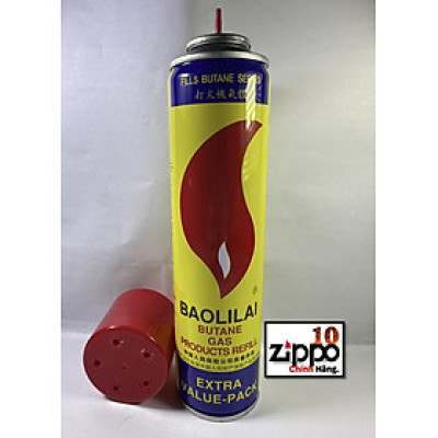 Bình Gas Baolilai dung tích 280ml - kèm 5 đầu chuyển đổi, chuyên dụng bơm bật lửa - hộp quẹt