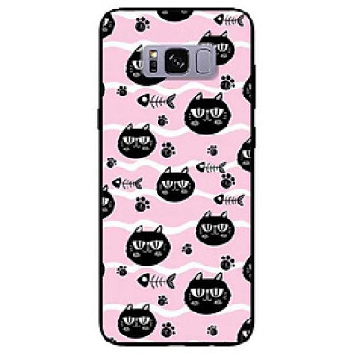 Ốp lưng dành cho Samsung S8 - S8 Plus - S9 Plus mẫu Mèo Đen Và Xương Cá