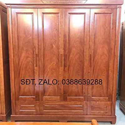 Tủ quần áo gỗ hương 4 cánh phòng ngủ giá thật