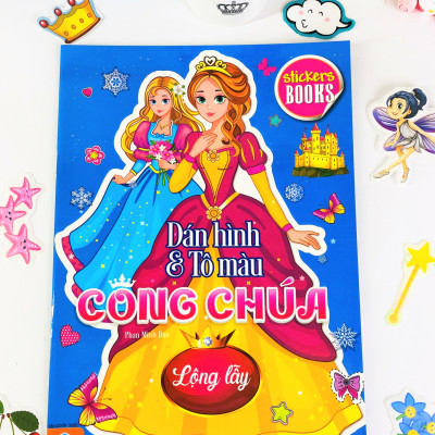 Sách - Combo 6 cuốn Dán hình và tô màu Công Chúa - ndbooks