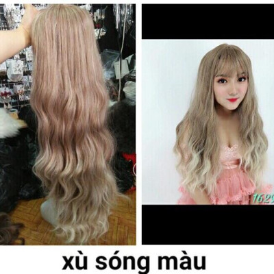 Tóc giả nguyên đầu xù sóng đủ màu- tặng lưới chùm tóc- hình thật