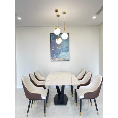 bộ bàn ăn nhập khẩu 1m6x80 6 ghế  monet