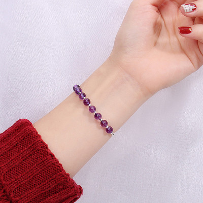 Vòng tay đá thạch anh tím phối charm ống bạc mệnh hỏa, thổ - Ngọc Quý Gemstones