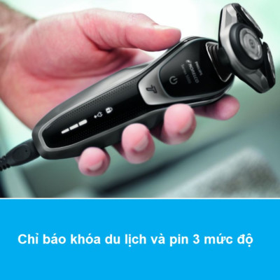 Máy cạo râu khô và ướt cao cấp Philips S5370/04 có đầu tỉa để tỉa tóc mai và ria mép - Hàng nhập khẩu