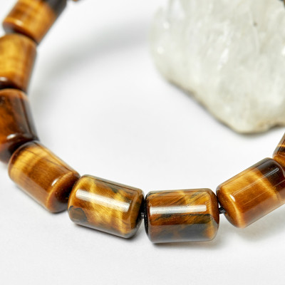 Vòng thạch anh mắt hổ vàng nâu đốt trúc hạt 12.5x8mm mệnh thổ, kim - Ngọc Quý Gemstones